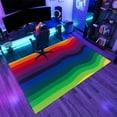 thumbnail image 3 of Ombre Rainbow Stripes Rug 4x7 Area Rugs Colorful Wavy Lines Rugs Ultra Soft Non Slip Washable Carpet for Living Room Bedroom Nursery Study Office Hallway, 3 of 7