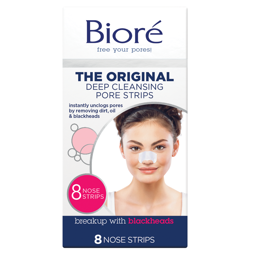 8 Count, Biore Original Deep Cleansing Pore Strips, OilFree, Non