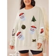thumbnail image 2 of Sudadera con capucha y parches de purpurina navideña, camiseta vintage, ropa de calle de manga larga ajustada estilo Harajuku, camiseta para mujer, otoño e invierno 2024, 2 of 5