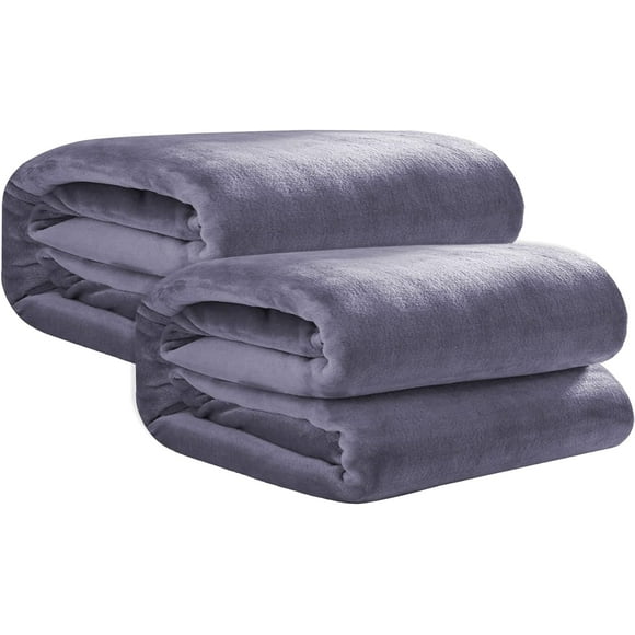 Juego de 2 Cobijas King Size Bluelander, Color Gris