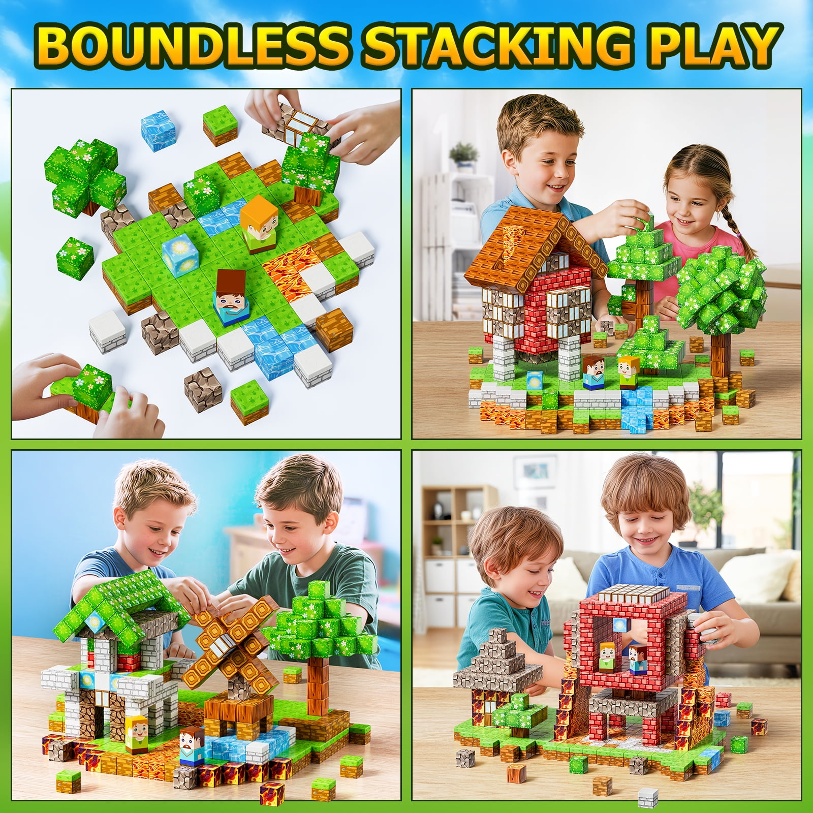 Magnetic Blocks 84PCS Magnetic Building Cube Game, Constructions Toys for Boys & Girls Age 3-4, 5 6 7 8 9 10,Sensory Tiles Building Birthday for Toddlers