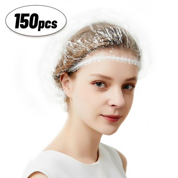 Disposable Shower Caps Large, 150Pcs MoHern Plastic Shower Cap for