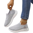 thumbnail image 2 of Domuza Women’s Slip On Knit Walking Sneakers, Breathable No-Lace Platform Orthopedic Casual Athletic Shoes Gray 7.5（EU-39）, 2 of 6