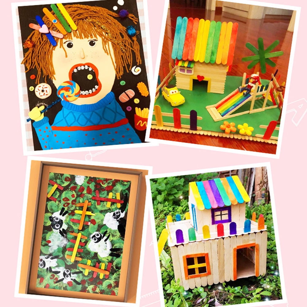 Raindrops Imagination Wooden Craft Sticks 400 Pieces Assorted Colors for Kids Arts & Crafts Projects and Creations