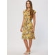 thumbnail image 4 of Vestido camisero floral de chifón de verano para mujer, manga casquillo, todos los días, casual, vestidos de cintura elástica ahumados Amarillo XL, 4 of 6