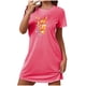 thumbnail image 2 of Camisón corto de talla grande para mujer, camisón de manga corta con estampado de pecho a la moda, camisón para mujer, 2 of 7