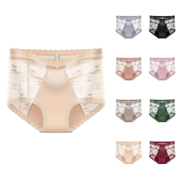 High Waisted Underwear for Women Lace Lightweight Breathable Sheer Mesh Panties Briefs