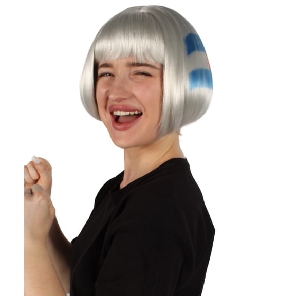 HPO Adult Women’s Flag-themed Short Bob Wig with Bangs for Sporting Events, Multiple Countries Option, Flame-retardant Synthetic Fiber Wig