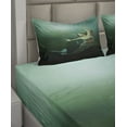 thumbnail image 2 of Ambesonne Green and Blue Fitted & Top Sheet Set with Shams, Mermaid Undersea, Jade Green Teal Ivory, 2 of 4