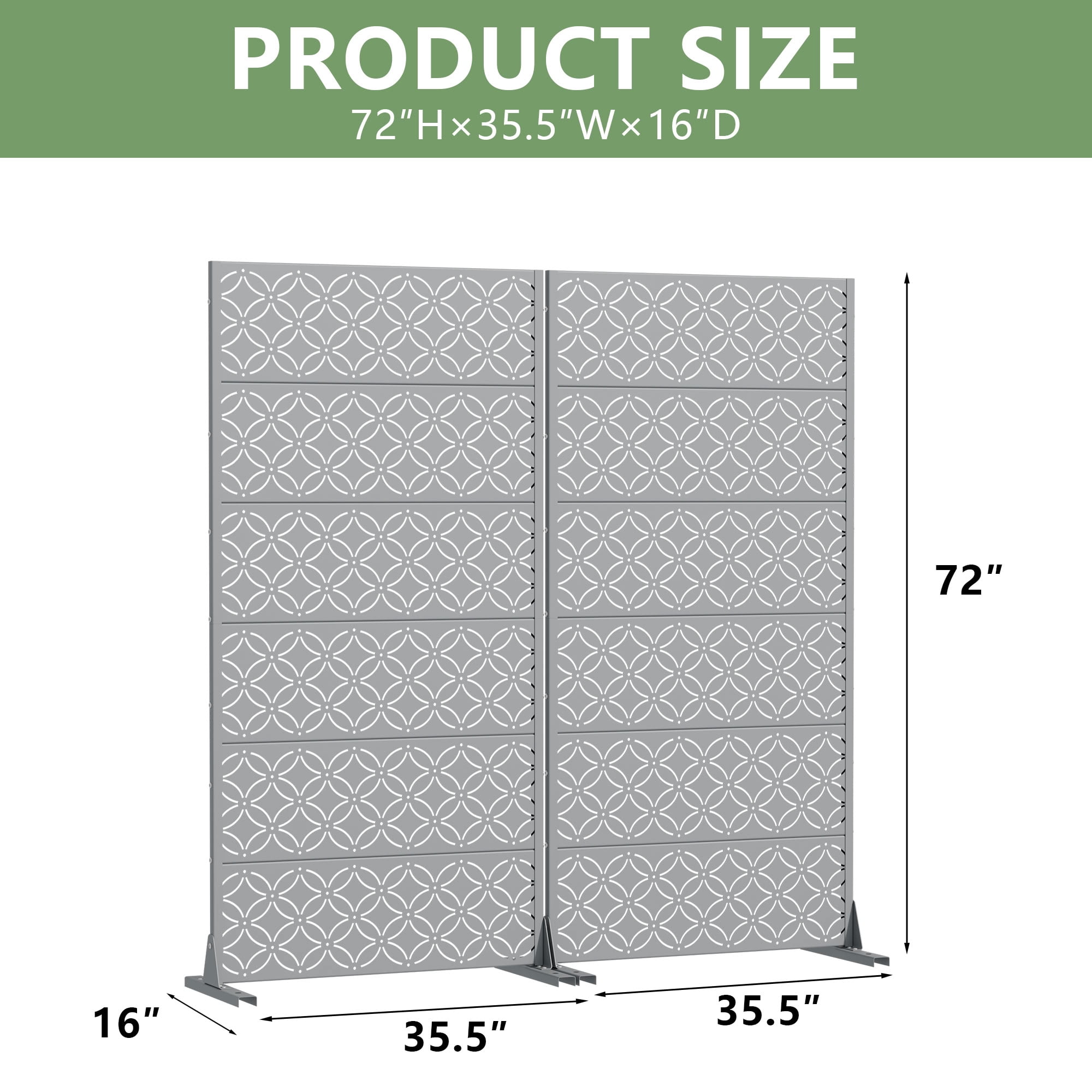 MAYEERTY 72*35in Outdoor Privacy Screen, Apartment Patio Metal Privacy Fence, Privacy Panel for Balcony, Backyard, Garden