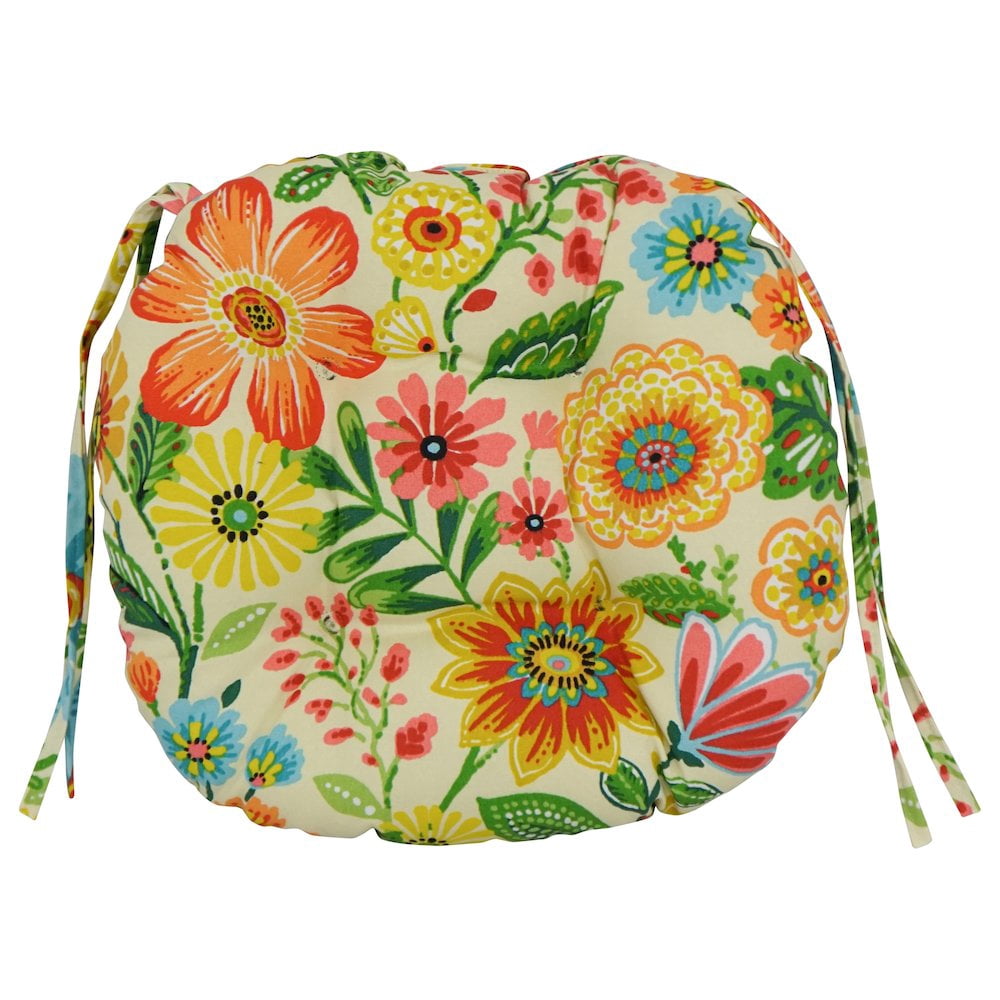 Blazing Needles 16-inch Spun Polyester Patterned Outdoor Round Tufted Chair Cushions (Set of 4)