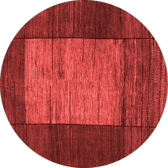Ahgly Company Indoor Round Abstract Red Contemporary Area Rugs, 8' Round