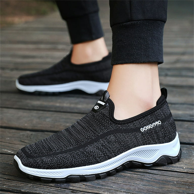 HSMQHJWE Men Shoes Sneaker Shoes Men Fashion Summer And Autumn Men Solid  Color Fly Woven Mesh Breathable And Comfortable Slip On Casual Men'S 574 V2