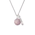 thumbnail image 2 of Delight Jewelry Silvertone Large Super Sparkle Crystal Pink AB Volleyball Silvertone Believe Faith Prayer Hope Bar Charm Necklace, 23", 2 of 4