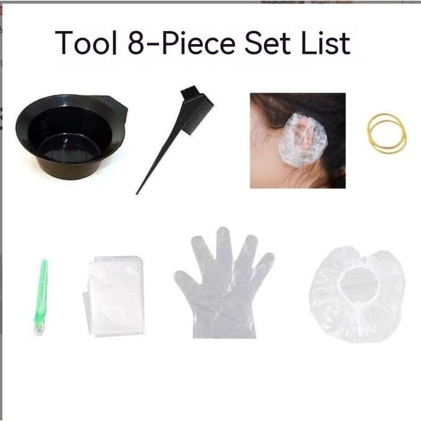 Kit para teñir el cabello, 8 Uds.: cuenco para teñir el cabello, cepillo para teñir el cabello, peine para teñir el cabello, capa para teñir el cabello, cubierta para las orejas, guantes, ho
