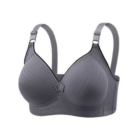 Ousvtion Saving Women s Push Up Bras Adjustable Strap Bralettes No Underwire Bra Seamless Wireless Brassiere Comfort Everyday Underwear Deals 01-Gray Large