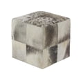 thumbnail image 6 of DecMode Leather Handmade Cowhide Stool with Patchwork Pattern, Gray, 6 of 13