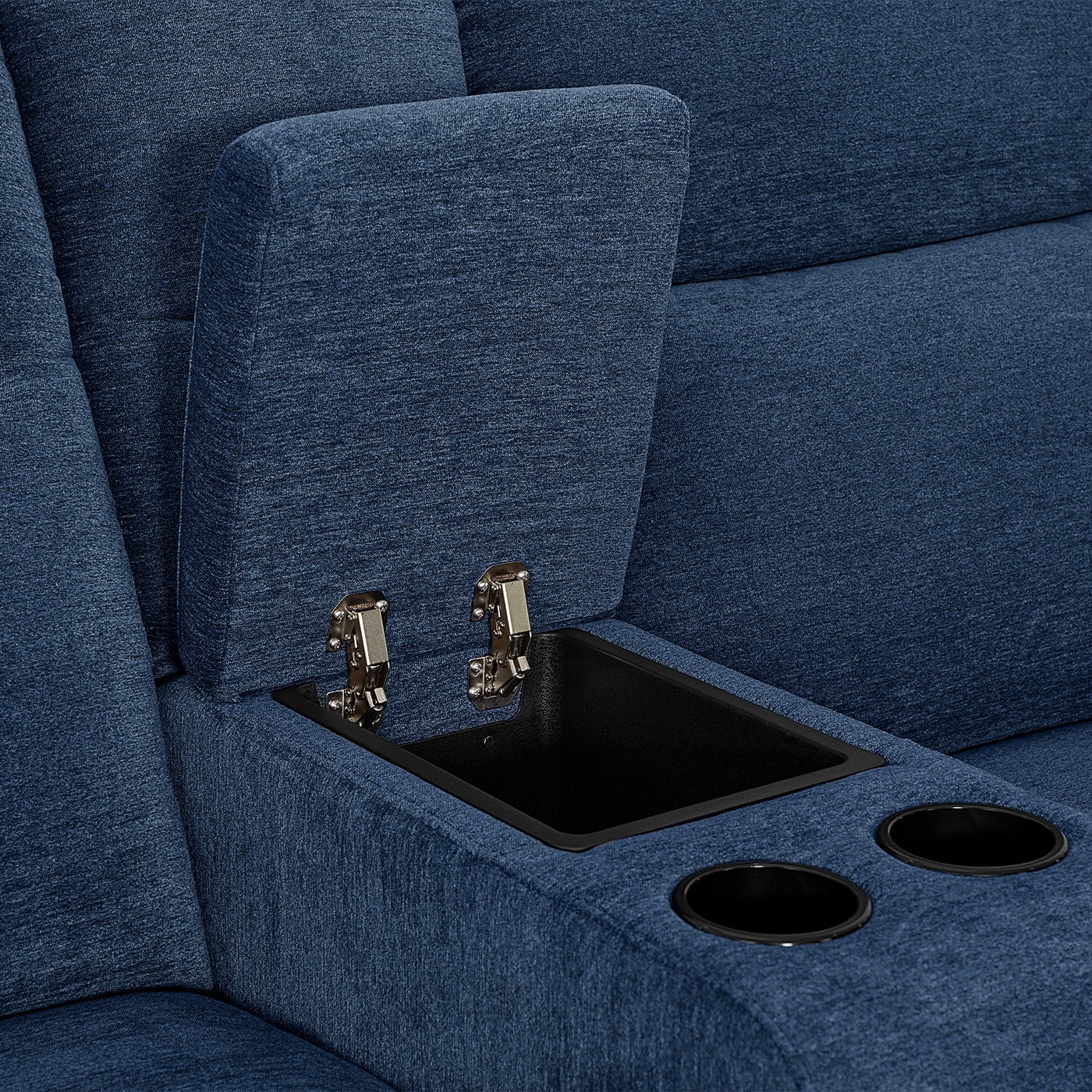 MCombo 78.3" Wall Hugger Power Loveseat Recliner Sofa with Console, Reclining Loveseat with USB Ports, Cup Holders, for Small Spaces Living Room RV, Fabric PR635M2 (Navy Blue)