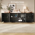 thumbnail image 3 of CHIC HOUSE 70" Sideboard Media Cabinet with Storage, Fluted Wood Buffet Cabinet, Media Console TV Stand Wood Credenza for Living Room, Black, 3 of 9