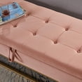 thumbnail image 4 of GZXS 58.6" End of Bed Bench, Button Tufting Design Velvet Upholstered Storage Bench with Gold Metal Base, for Bedroom, Window, Entryway, Living Room, Holds up to 500lbs, Pink, 4 of 9