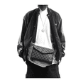 thumbnail image 3 of Bolsa Bandolera Elegante De Pu A Cuadros Para Hombre Cuadritos Belug Gris Negro, 3 of 5