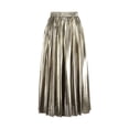 thumbnail image 4 of Gold Pleated Maxi Skirt, Accordion Elastic Waist Aline Swing, Metallic Shiny Long Party Skirts for Women, 4 of 5