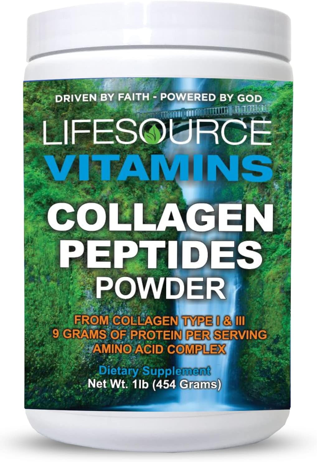 LifeSource Vitamins Collagen Peptides Powder – Hair, Skin, Nail & Joint Health, Collagen Type I & III, 45 Serving