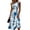 Blue, variant on Sleeveless Ruched Waist Midi Dress for Women - Elegant A-Line Round Neck Sundress with Vibrant Botanical Floral Print, Boho Summer Beach Party Flowy Gown Blue L