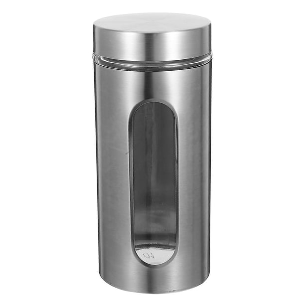 Stainless Steel Kitchen Food Storage Container with Visible Glass Sealed Lid 1300ml