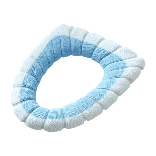 Knitted Toilet Seat Cover | Color Block Toilet Cushion | Winter Warm Toilet Seat Pad | Soft and Cozy Bathroom Accessory for Cold Weather Comfort | Machine Washable Toilet Seat Cover for Home Use