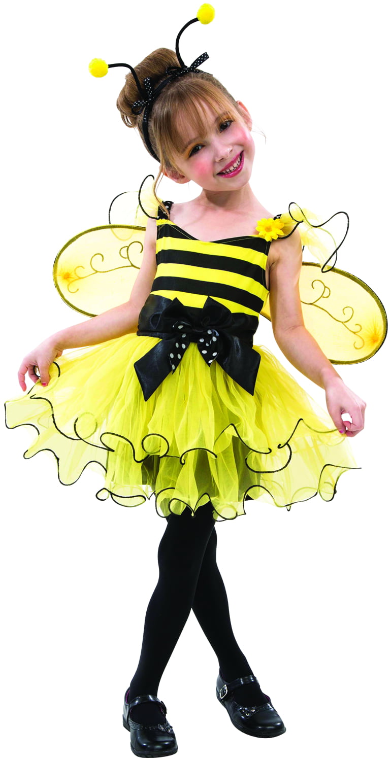 Bumble Bee Set Kids Tutu Wings & Headband Yellow Black Childs Fancy Dress Kit 