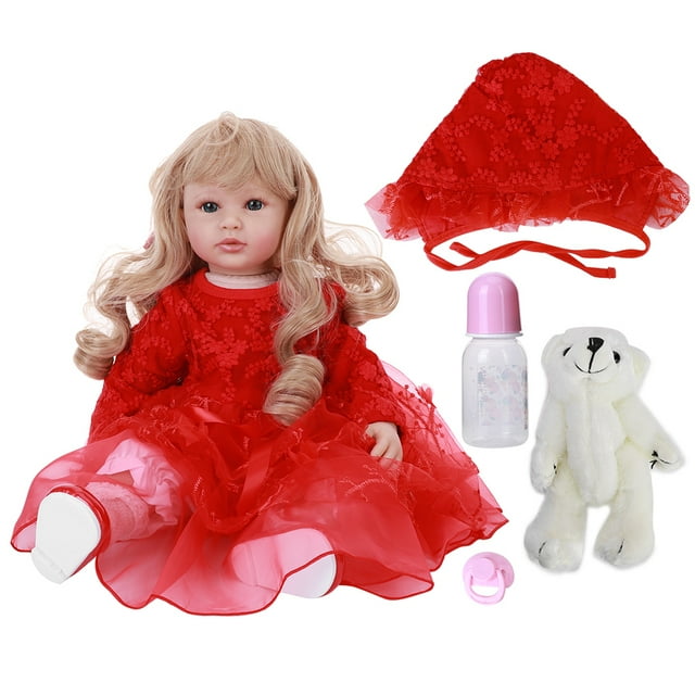 Cadeau de Noël Réaliste Bébé Poupée Simulation Fille Bébé Poupée Cadeau d'Anniversaire 60cm pour les Cheveux Blonds Enfant