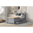 thumbnail image 5 of Twin Size Platform Bed with Storage Headboard, USB, Twin Size Trundle and 3 Drawers, Gray, 5 of 9