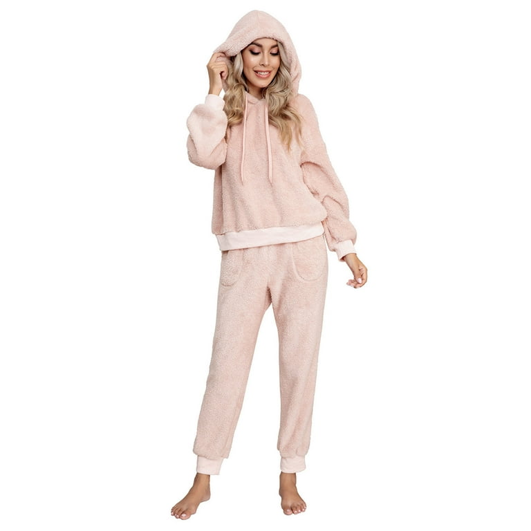 Fleece Pajamas for Women Warm Thick Soft Comfy Fluffy Pajamas Set