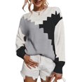 thumbnail image 1 of Women Sweaters-Oversized Chunky Knit Color Block Drop Shoulder Batwing Sleeve Pullover Sweater Tops, 1 of 6