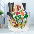 thumbnail image 4 of Vegetable Soft Flannel Fleece Blanket, Healthy and Fresh Ingredients in Circle Vegetarian Yummy and Natural Food Theme, Cozy Plush for Indoor and Outdoor Use, 50" x 60", Multicolor, by Ambesonne, 4 of 5