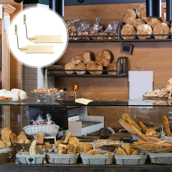 IDEANATEGRATE 3Pcs Metal Golden Shelf Label Holders for Storage Holder 2.6x2.4x2.2in