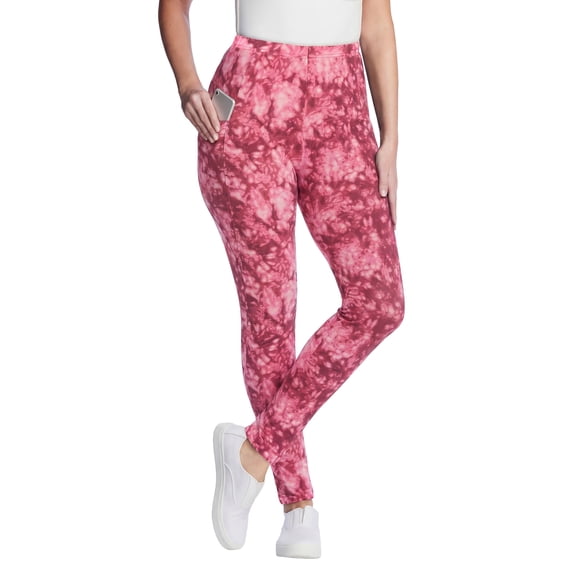 Woman Within Ankle-Length Pull-On Stretch Knit Cotton Spandex Leggings