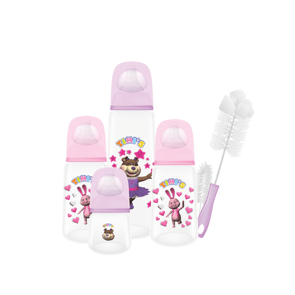 Kit 4 Biberones Timis Cepillo Limpieza Bpa Free