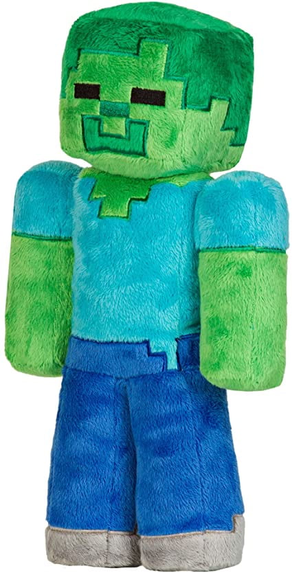 JINX Minecraft Crafter Zombie Plush Stuffed Toy 8.75 Tall Multi-Colored 