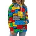 thumbnail image 5 of Colorful Blocks Pattern Men's Women Vintage 3D Hooded Sweatshirt - All-Season Loose Fit Streetwear, 5 of 6