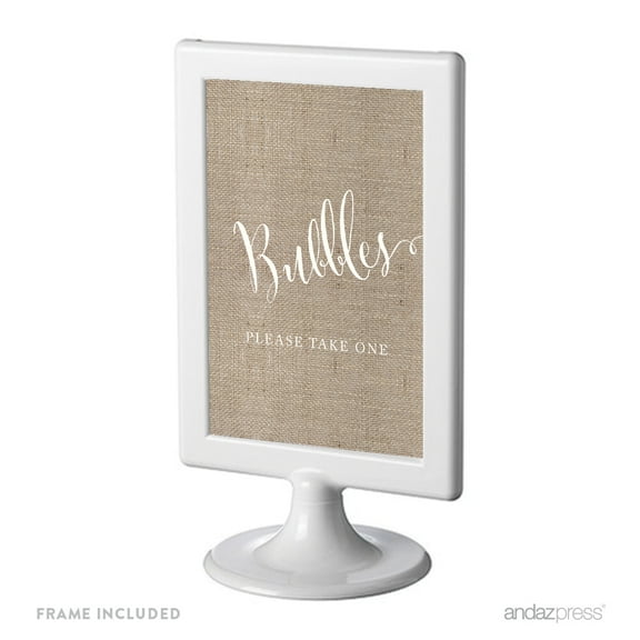 Bubbles - Please Take One Framed Burlap Wedding Party Signs