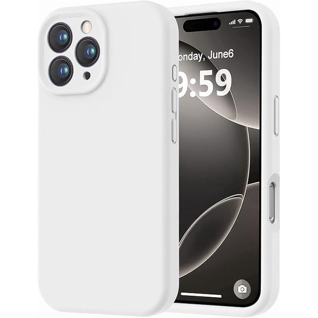 Funda de Silicona Premium, Forro de Microfibra Suave, para iPhone 16 Pro Max 6.9", Blanco