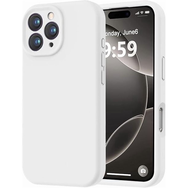 Funda de Silicona Premium, Forro de Microfibra Suave, para iPhone 16 Pro de 6.3 Pulgadas, Blanco