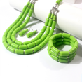 thumbnail image 3 of Collier Multi-Couches Perlé Trois-Pièces Serti Boucles d'Oreilles + Bracelet + Collier Vert Cadeaux pour Fille, 3 of 3