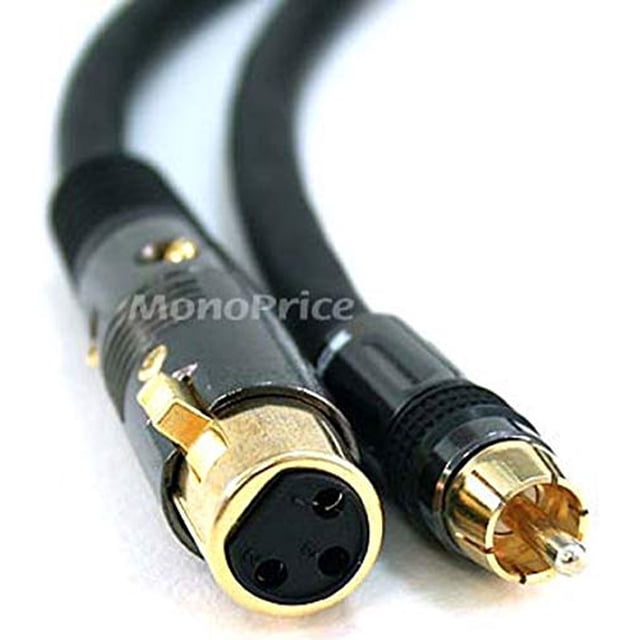 Cable Monoprice XLR hembra a RCA macho - 15 pies - negro con conectore