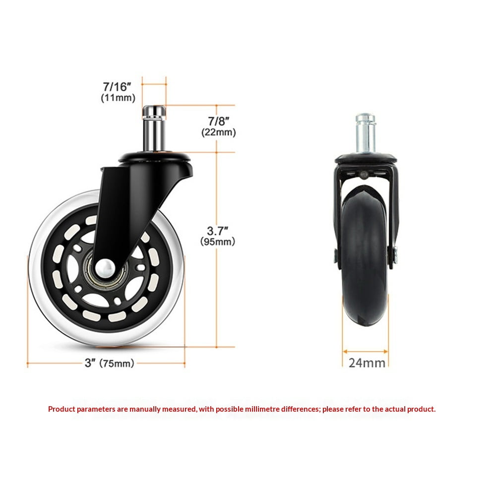 Xl-Kang 3-inch rotating caster office chair caster office chair wheel replacement caster, suitable for ceramic tiles, hardwood floors, and carpets, universal for most chairs - one set of 2 11 * 22cm