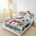thumbnail image 4 of Feelyou Christmas Snowman Queen Sheet Sets, Winter Wonderland Landscape Flat Sheet, Cute Kawaii Bird Queen Fitted Sheet, Ultra Soft Home Decor, 4pcs, 4 of 7