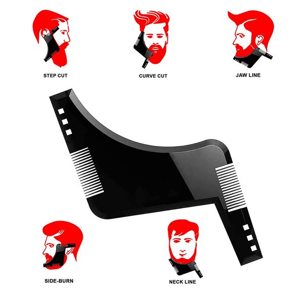 Beard Template, Beard Template Beard Shapes for Beard Sideburns Neck, Beard Template for Easy TrimmingBeard Comb Styling Tool Symmetrical beard templates and beard line contour