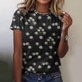 thumbnail image 2 of Tops de Algodón para Mujeres Flores Y Plantas Informales Impresas Cuello Redondo, Camiseta de Manga Corta para el Hogar Y Diario, 2 of 3